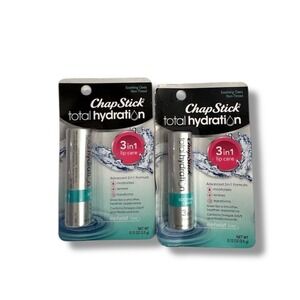 2 Pack Chapstick Total Hydration 3-In-1 Lip Care Soothing Oasis Non Tint .12 Oz